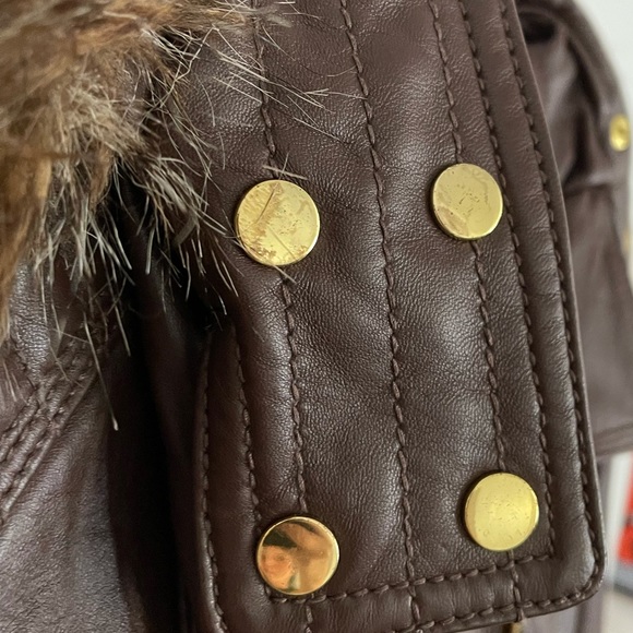 Soft & Comfy Leather Bomber Jacket with Faux Fur - Picture 6 of 9